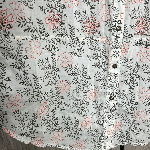 Anthropologie Button Up Shirt Embroidered Floral Lightweight Oversized M/L - Picture 6 of 8